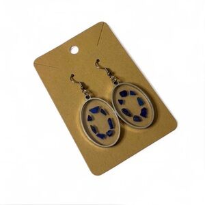 Handmade Lapis Lazuli Earrings 
Clear Resin & Natural Stone Stainless Steel